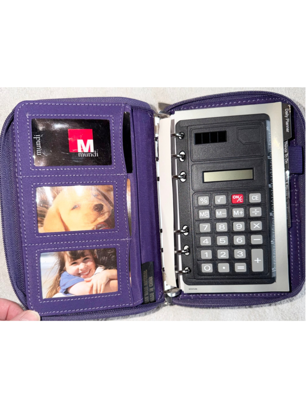 New Mundi Mundex Daily Planner Address Book Zip Around Organizer Binder Purple
